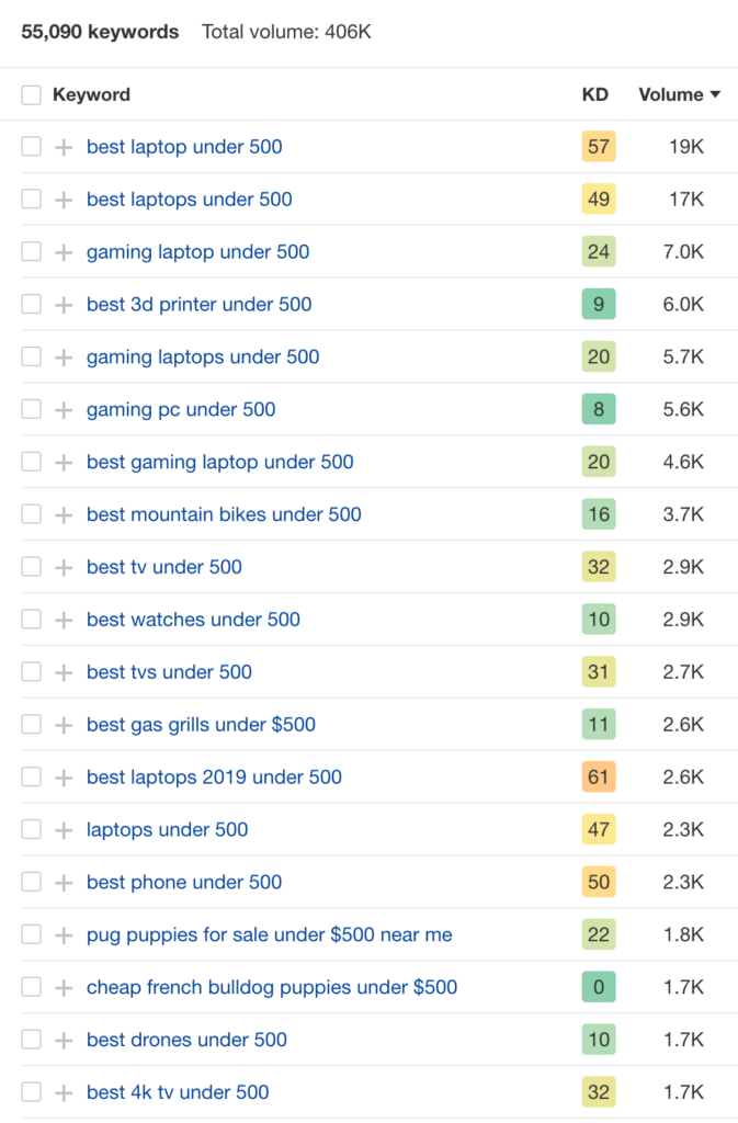 Under 500 xl