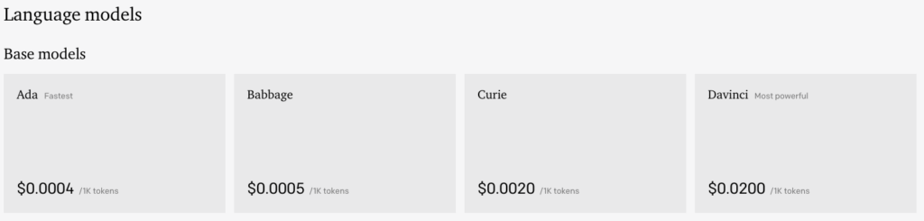 Open AI GPT-3 pricing