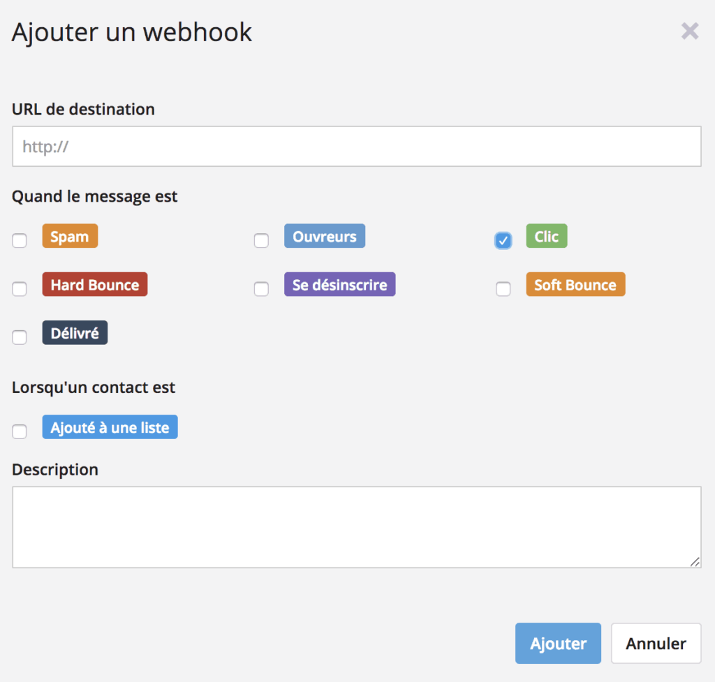 add webook sendinblue