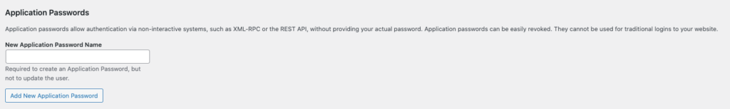 create application password wordpress