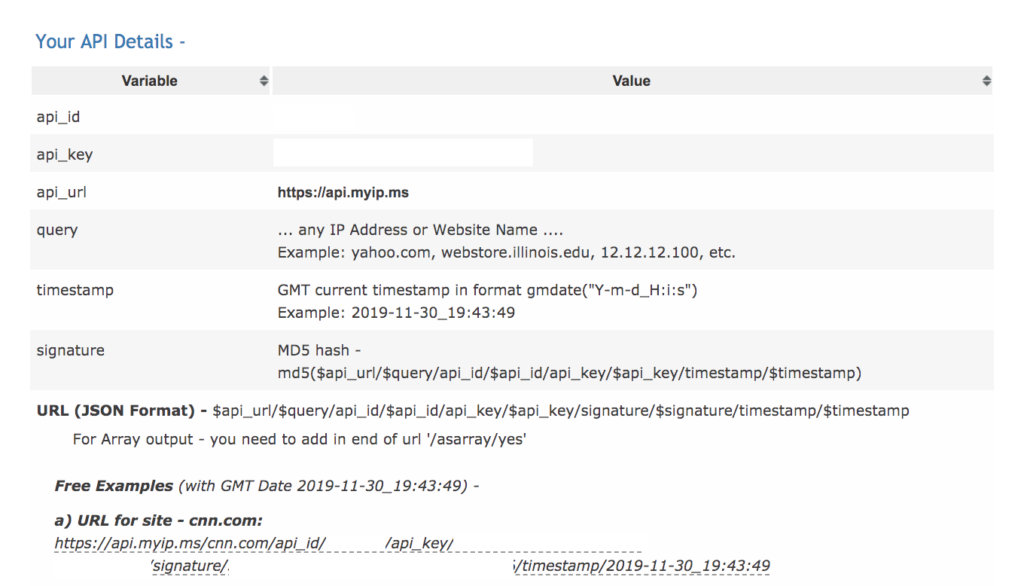API details xxl