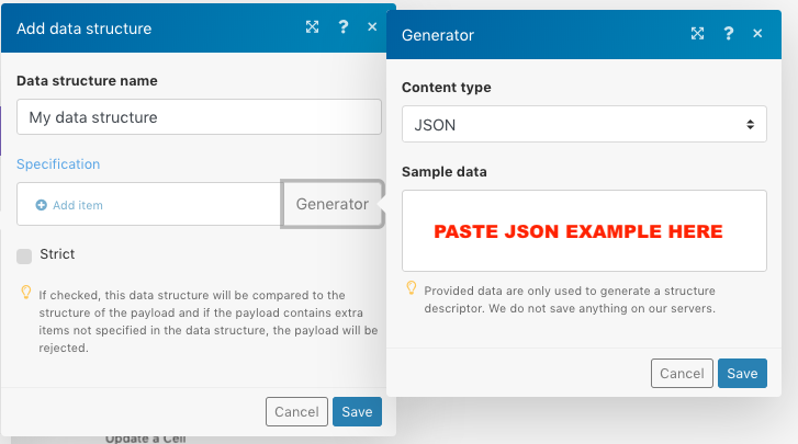 paste json xxl