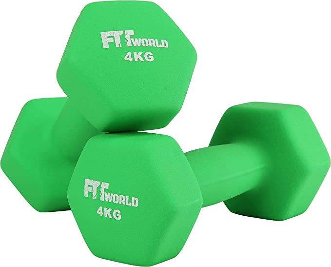pair of green dumbbells