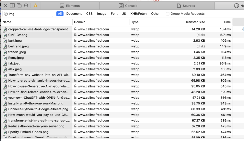 all images served in webp