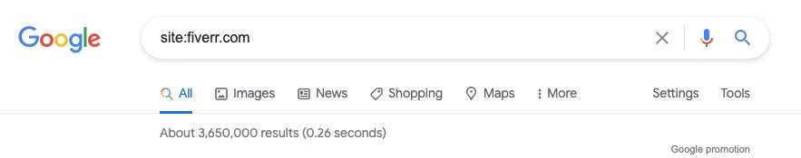 Fiverr.com indexed pages on Google xxl
