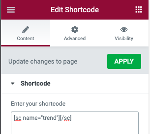 insert a shortcode for HTML in Elementor