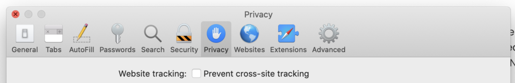 disable cross-site tracking prevent to display trends 