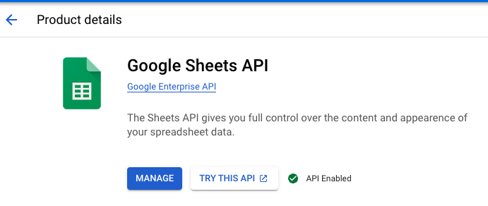 enable the google sheets api