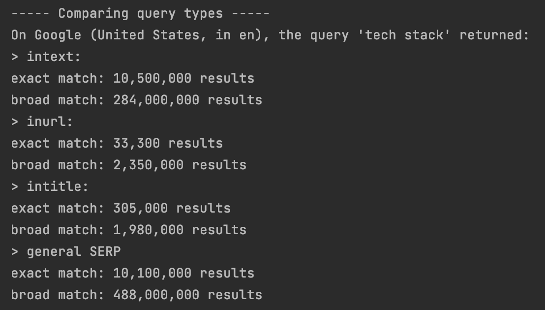 tech stack query types